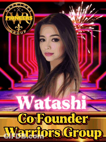 A Picture Of A Woman With The Name Watashi On It GIF