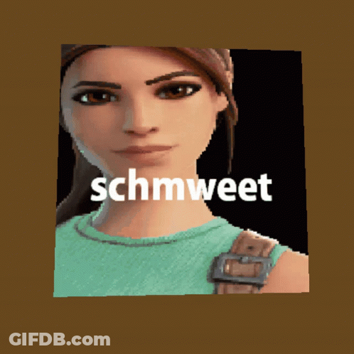 A Picture Of A Woman With The Word Schmweet Written On It GIF