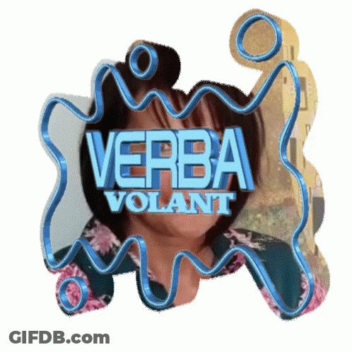 A Picture Of A Woman With The Word Verba Volant Written On It GIF