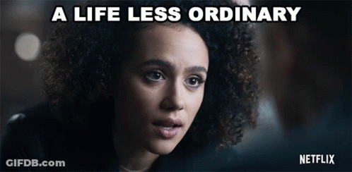 A Picture Of A Woman With The Words A Life Less Ordinary GIF