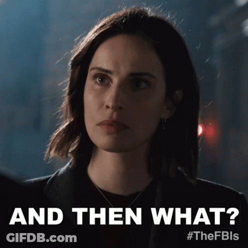 A Picture Of A Woman With The Words And Then What On It GIF