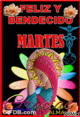 A Picture Of A Woman With The Words Feliz Y Bendecido Martes GIF