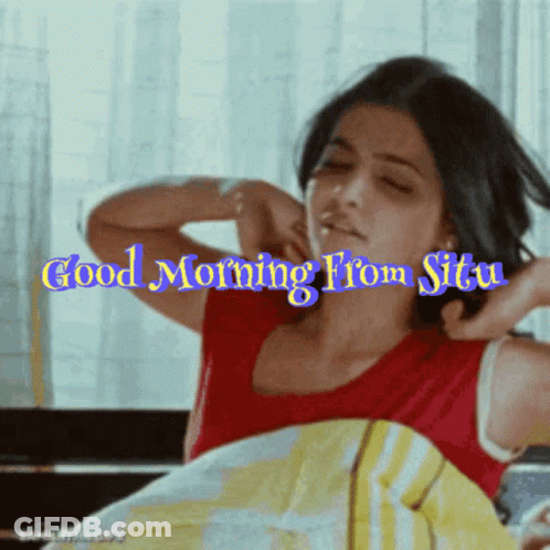 A Picture Of A Woman With The Words Good Morning From Sita On The Bottom GIF