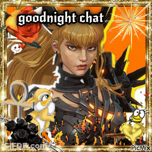 A Picture Of A Woman With The Words Goodnight Chat On The Bottom GIF