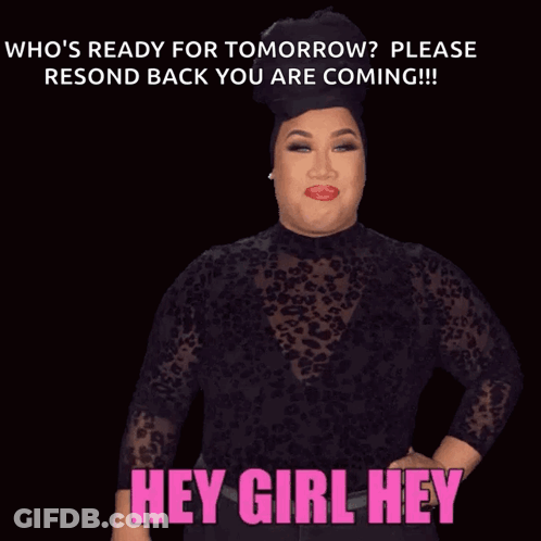 A Picture Of A Woman With The Words Hey Girl Hey Below Her GIF