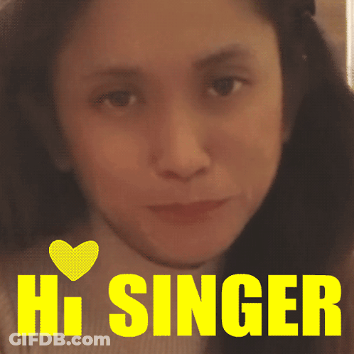 A Picture Of A Woman With The Words Hi Singer In Yellow GIF