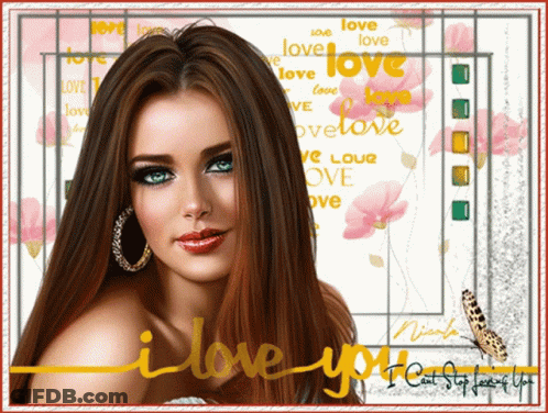 A Picture Of A Woman With The Words I Love You Written On It GIF