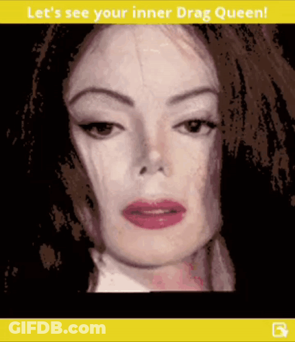 A Picture Of A Woman With The Words " Let 'S See Your Inner Drag Queen " On The Bottom GIF