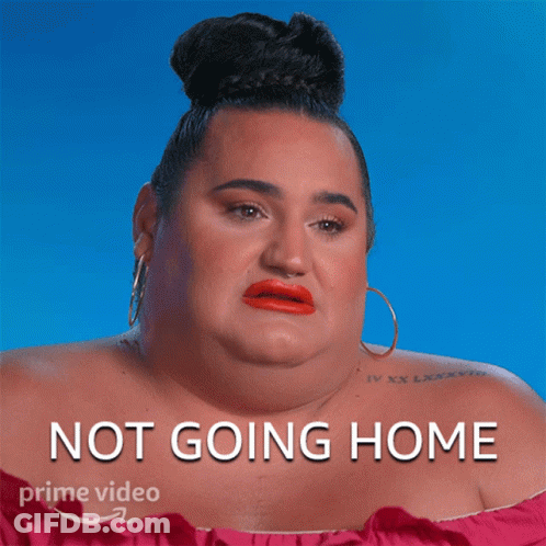 A Picture Of A Woman With The Words Not Going Home GIF