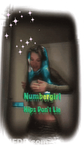 A Picture Of A Woman With The Words Numbergirl Hips Don 'T Lie On It GIF