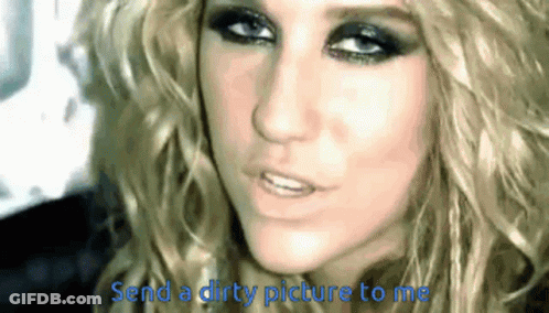 A Picture Of A Woman With The Words Send A Dirty Picture To Me Below It GIF