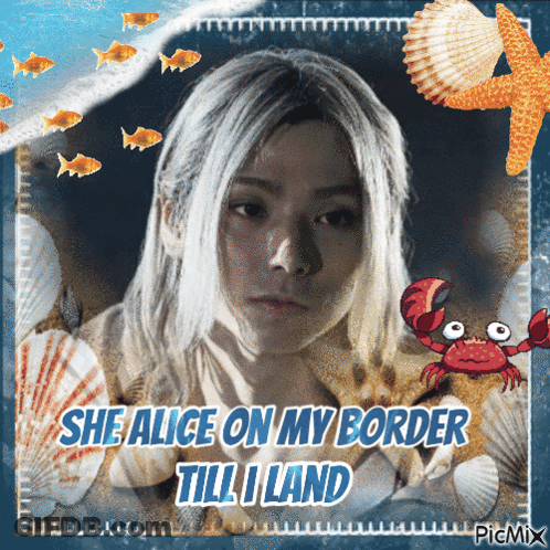 A Picture Of A Woman With The Words She Alice On My Border Till I Land On The Bottom GIF
