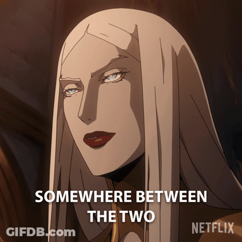 A Picture Of A Woman With The Words Somewhere Between The Two GIF