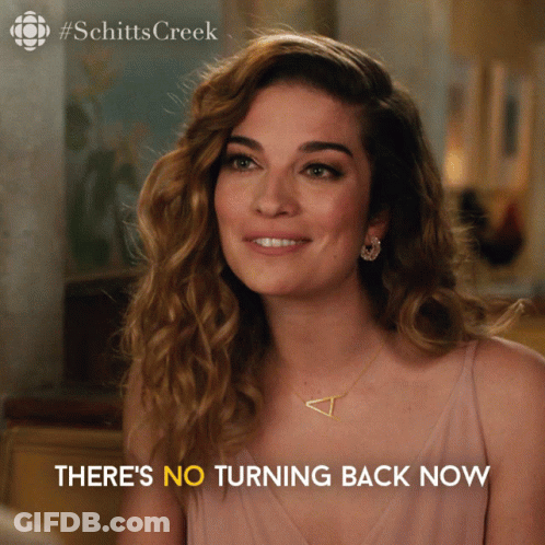A Picture Of A Woman With The Words There 'S No Turning Back Now Below Her GIF