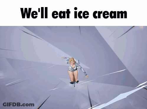 A Picture Of A Woman With The Words We 'Ll Eat Ice Cream GIF