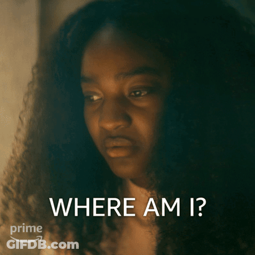 A Picture Of A Woman With The Words Where Am I On The Bottom GIF