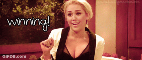 A Picture Of A Woman With The Words Winning Written On It GIF