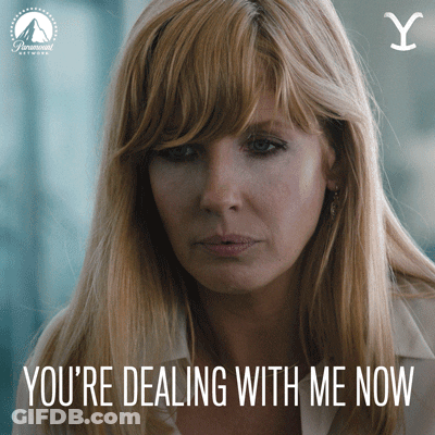 A Picture Of A Woman With The Words " You 'Re Dealing With Me Now " On It GIF