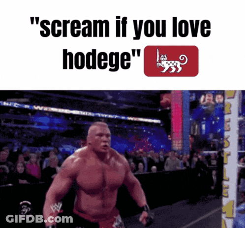 A Picture Of A Wrestler With The Words " Scream If You Love Hodege " GIF