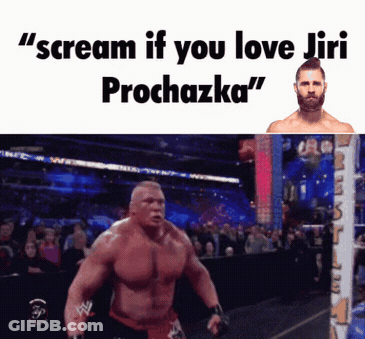 A Picture Of A Wrestling Match With The Caption " Scream If You Love Jiri " GIF