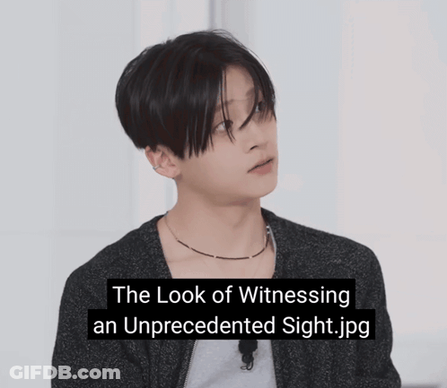 A Picture Of A Young Man With The Caption " The Look Of Witnessing An Unprecedented Sight Jpg " GIF
