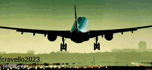 A Picture Of An Airplane Taking Off With The Year 2023 On It GIF