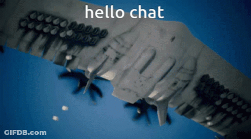 A Picture Of An Airplane With The Words Hello Chat Written On It GIF