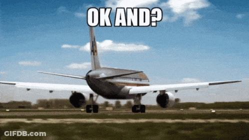 A Picture Of An Airplane With The Words Ok And Written Below It GIF