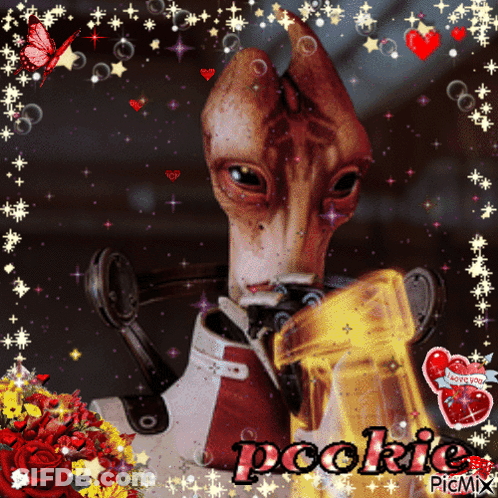 A Picture Of An Alien With The Word Pookie In The Middle GIF