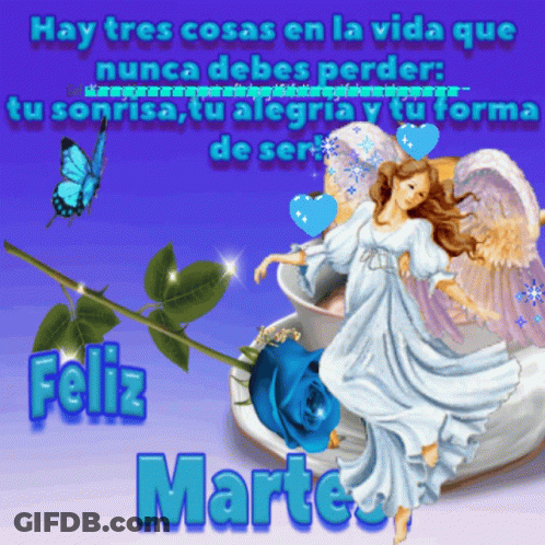 A Picture Of An Angel With The Words Feliz Martes Written Below It GIF