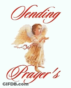A Picture Of An Angel With The Words Sending Prayer 'S On It GIF