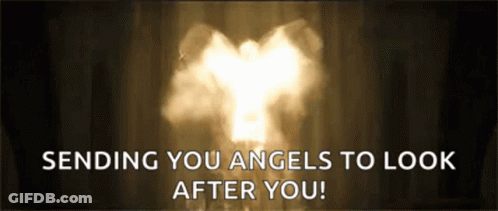 A Picture Of An Angel With The Words " Sending You Angels To Look After You " GIF
