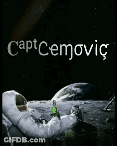 A Picture Of An Astronaut On The Moon With The Name Captcemovic On The Bottom GIF