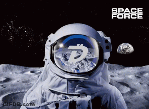 A Picture Of An Astronaut On The Moon With The Words Space Force Above Him GIF