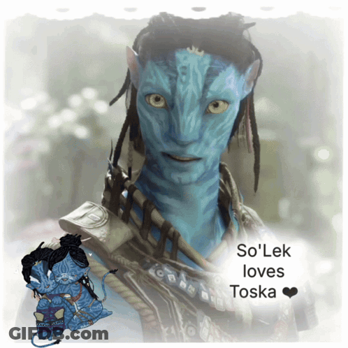 A Picture Of An Avatar With The Words So 'Lek Loves Toska Below It GIF