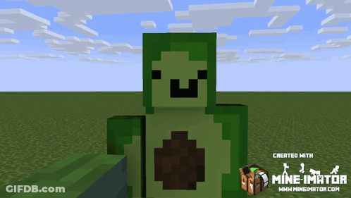 A Picture Of An Avocado In A Video Game Created With Mine Imator GIF