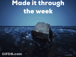 A Picture Of An Ice Cube In The Water With The Caption Made It Through The Week GIF