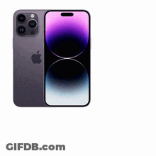 A Picture Of An Iphone 14 Pro Max With A Purple Background GIF