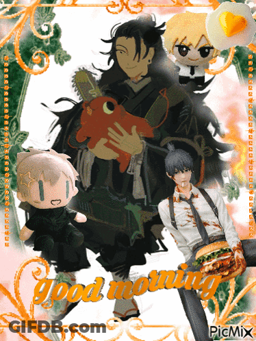 A Picture Of Anime Characters And The Words Good Morning GIF