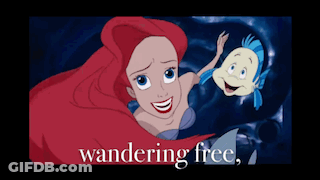 A Picture Of Ariel And Flounder From The Little Mermaid With The Words Wandering Free GIF