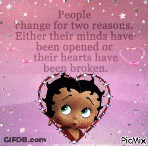 A Picture Of Betty Boop With A Quote About People Change For Two Reasons GIF