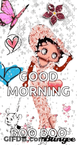 A Picture Of Betty Boop With The Words Good Morning Boo Boo GIF