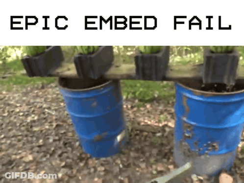 A Picture Of Blue Barrels With The Words Epic Embed Fail Below It GIF