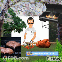 A Picture Of Bob 'S Burgers Being Cooked With A Proud Webkinz Dad Watermark GIF