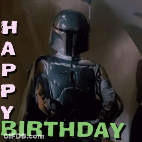 Boba Fett With Happy Birthday Text GIF