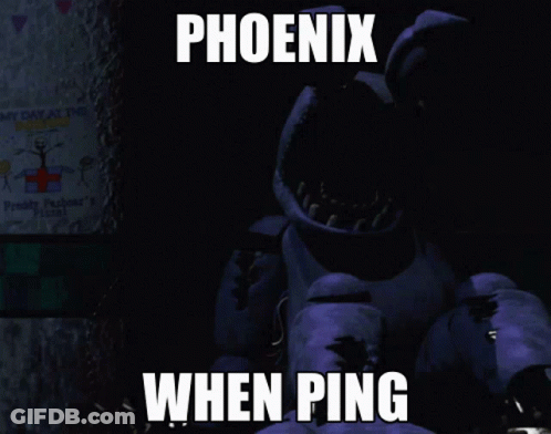 A Picture Of Bonnie From Five Nights At Freddy 'S With A Caption That Says Phoenix When Ping GIF