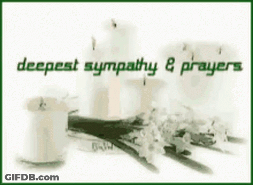 A Picture Of Candles And Flowers With The Words " Deepest Sympathy & Prayers " GIF