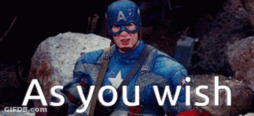 A Picture Of Captain America With The Words As You Wish GIF