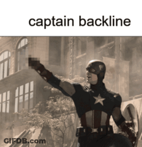 A Picture Of Captain America With The Words Captain Backline Below Him GIF