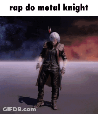 A Picture Of Dante From Devil May Cry 5 Dancing With The Caption Rap Do Metal Knight GIF